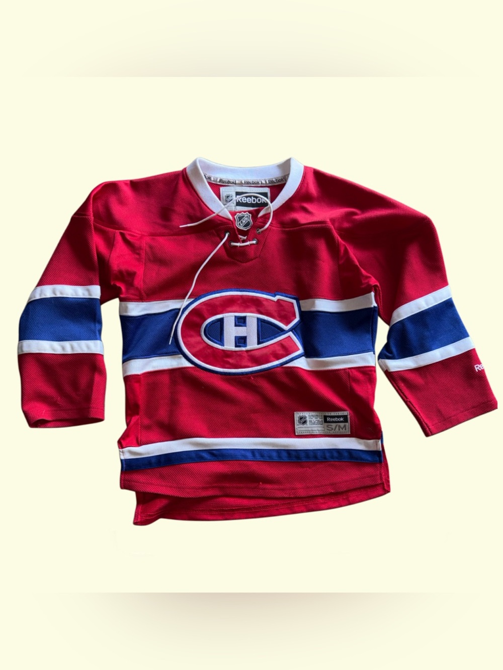 Reebok Montreal Canadiens NHL Hockey Jersey Embroidered Logo Red Youth S/M